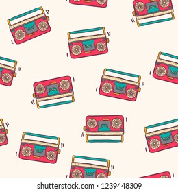 doodle pattern vintage radio, vector