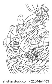 Doodle pattern with doodle waves and lines.