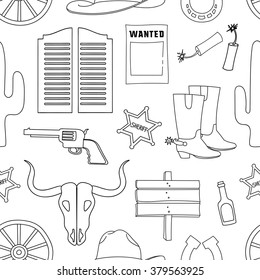 Doodle pattern wild West