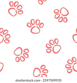 doodle paw prints pattern background. Paw Print Background. Paw Seamless Pattern background. paw pattern background.