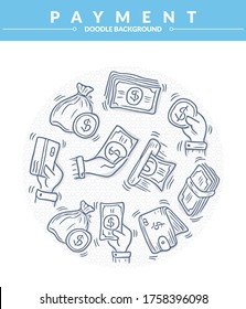 Doodle Fondo de pago con textura de amor, Simple y a la moda con estilo de esbozo