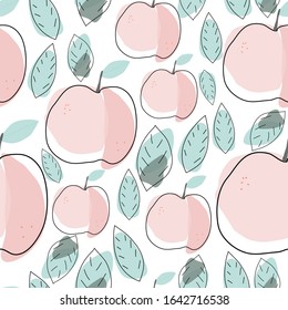 Doodle peach pattern on white background vector illustration 