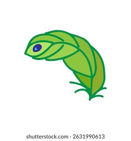 Doodle peacock feather, cartoon icon.