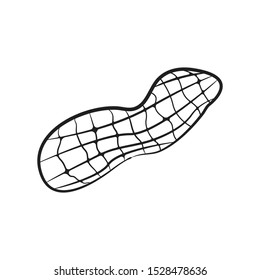 doodle peanut icon outline vector 