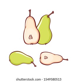 Doodle pear hand drawn for print design. Vector sketch. Organic food diet.