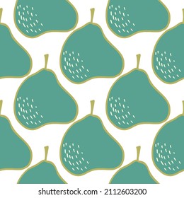Doodle pear seamless pattern. Hand drawn botanical backdrop. Creative design for fabric , textile print, surface, wrapping, cover. Vintage vector illustration
