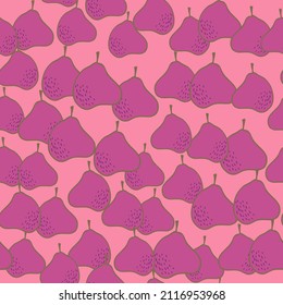 Doodle pear seamless pattern. Hand drawn botanical backdrop. Creative design for fabric , textile print, surface, wrapping, cover. Vintage vector illustration