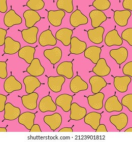 Doodle pear seamless pattern. Hand drawn botanical backdrop. Creative design for fabric , textile print, surface, wrapping, cover. Vintage vector illustration