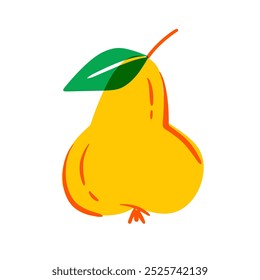 Doodle pear. Vector fruit flat