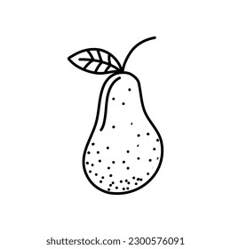 Doodle pears, black outline on a white background. Linear vector drawing. Element for design postcards, prints, textiles and backgrounds