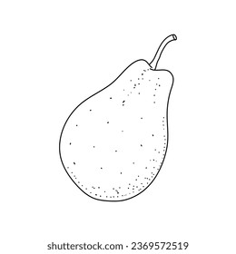 Doodle pears, black outline on a white background. Linear vector drawing isolated on white background