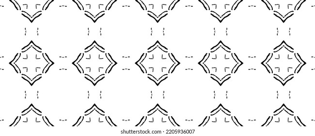 Doodle Pen Pattern. Endless Line Pattern. Black Ethnic Template. Lisbon Geometric Drawing. Line Cotton Print. Black Paper Pattern. Vector Seamless Floor. Geometry Design Texture. Floral Scribble Paint