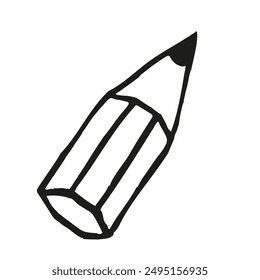 Doodle Pencil icon or logo, hand drawn with thin black line