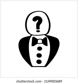 La gente de Doodle es el protagonista. Símbolo de problema y solución. Marca de interrogación. Ilustración de material vectorial. EPS 10