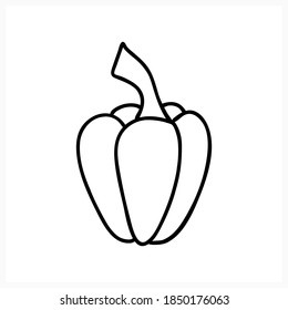 Doodle pepper icon isolated on white. Sketch food. Vector stock illustration. EPS 10