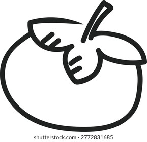 A doodle of a persimmon. Represents East Asian autumn traditions and sweet honey-like flavor.