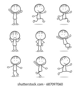 Doodle person, stickman or stick vector illustration