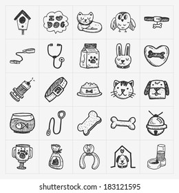 doodle pet icons set