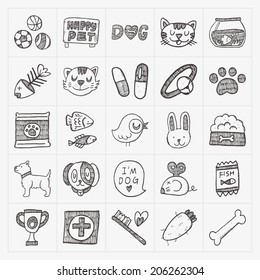 doodle pet icons set