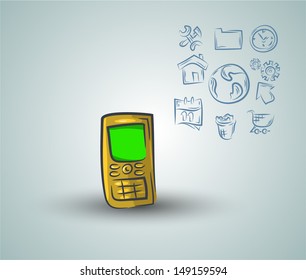 Doodle phone with application icons