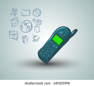 Doodle phone with application icons