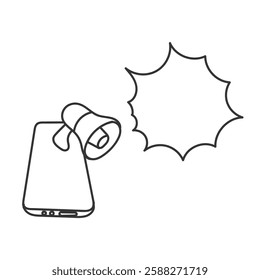 doodle phone with megaphone and bubble talk symbol for announcement message