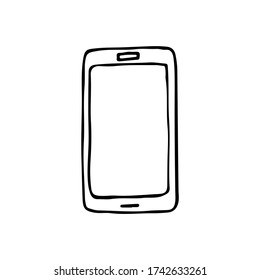 Doodle phone vector icon. Hand drawn phone icon. Doodle mobile phone icon