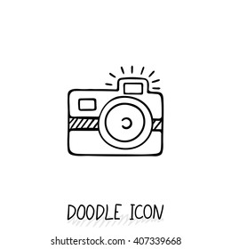 Doodle Photo icon. Vector illustration.