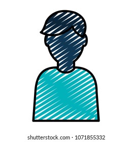 doodle pictogram man with hairstyle and casual t-shirt