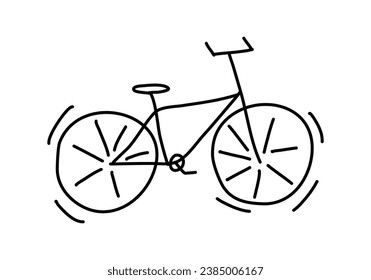 Imagen de garabato de la bicicleta, ilustración de vector dibujada a mano.