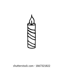 Doodle picture of a candle. Vector image of birthday, party. Element for print, web, decoration.