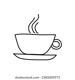 Doodle picture of a cup of coffee or tea, hand drawn vector illustration.