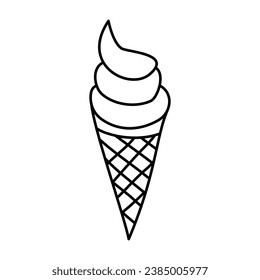 Doodle picture of ice cream, hand drawn vector illustration.