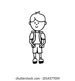 Doodle picture of a schoolboy. Hand-drawn image for various designs.