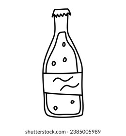 Doodle picture of soda bottle. Hand drawn vector illustration.