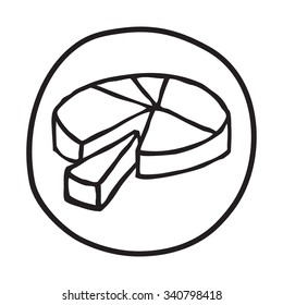 Doodle Pie Chart icon. Infographic symbol in a circle. Line art style graphic design element. Web button. Sales, income, statistics,   research concept. 