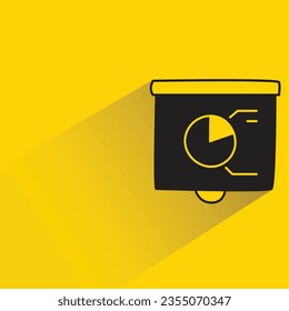 doodle pie chart in slide with shadow on yellow background