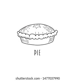 Doodle pie drawing. vector illustration of baking. Hand drawn illustration