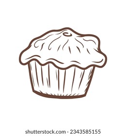 Doodle pie illustration. Autumn vector hand drawn color icon