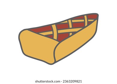 Doodle pie slice vector illustration. Hand drawn piece of lattice pie with red berry jam filling isolated on white background. Tasty sweet dessert food. Home baking and cooking recipe