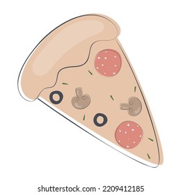 doodle piece of pizza vector illustration