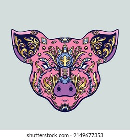 doodle pig animal illustration perfect for design