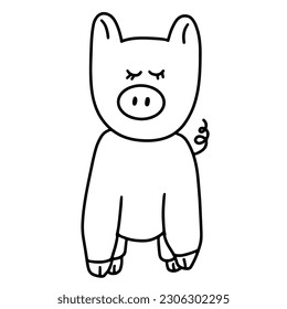 Schweinedoteletts, einfache Schweinezeichnung , Schweinevektor , handgezeichnet