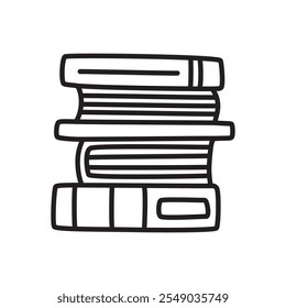 Doodle pile of books icon hand drawn in a modern minimalistic style. Knowledge and education symbol isolated on white background. Vector illustration