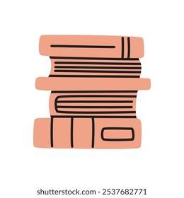 Doodle pile of books icon in minimalistic style. Knowledge symbol