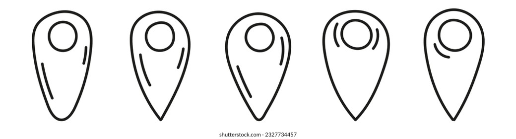 Doodle pin location icon. Hand drawn map pointer marker. Navigation sign, place location, geo-tag label.Vector isolated illustration