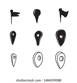 doodle pin location illustration set hand drawn cartoon style