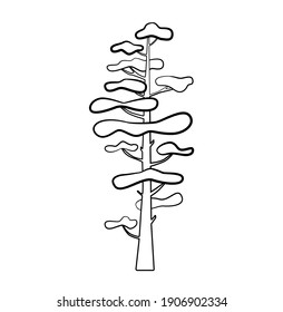 Doodle pine. Hand draw tree, sketch vector illustration