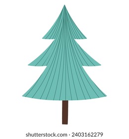 Doodle pine tree in cartoon style isolated on white background. Cute hand drawn nature element for kids design. Great for apparel, prints, stickers. Vector illustration