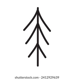 Doodle pine tree in line art isolated on white background. Cute hand drawn nature symbol for kids design. Vector illustration